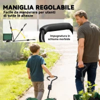 Outsunny Carrello da Giardino in Acciaio da 114L con Sacca Portaoggetti e Pareti Rimovibili, 105x51x54 cm, Verde(m-6)