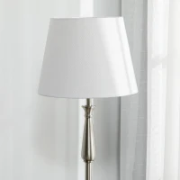 HOMCOM 3-częściowy zestaw lamp w stylu retro, 2 lampy stołowe, 1 lampa podłogowa, 35,5 cm x 35,5 cm x 146 cm, Srebrny + Biały(m-8)