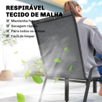 Outsunny Conjunto de Mesa e Cadeiras Jardim de 7 Peças com Mesa Metálica Efeito Madeira e 6 Cadeiras Empilháveis Cinza Misto(m-7)