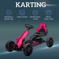 HOMCOM Go Kart cu pedale, mașină pentru copii, scaun reglabil, roz și negru(m-7)