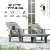 Outsunny Leżak ogrodowy z bocznym stolikiem, wykończenie drewniane, regulowane oparcie 5-poziomowe, ciemnoszary(m-6)