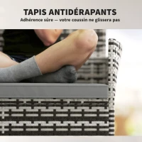 Outsunny Canapé de jardin 2 places en résine tressée avec coussins canapé d'extérieur avec accoudoirs 115 x 63 x 85 cm gris clair(m-7)