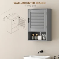 HOMCOM Bathroom Cabinet, Wall Mounted Storage Cabinet with Adjustable Shelves, 40 x 20 x 60 cm, Grey(m-6)