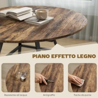 HOMCOM Tavolo da pranzo 4 posti, 100 cm rotondo, cucina industriale, ripiano portaoggetti, marrone rustico.(m-6)