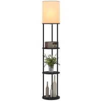 HOMCOM Lampadaire avec Étagères avec 3 Températures de Couleur Télécommande pour Salon Chambre Bureau Noir(m-6)