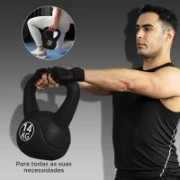 HOMCOM Peso Russo de 4 kg Kettlebell Fitness Preenchido de Areia com Punho Largo Antiderrapante 18x12x20 cm Preto(m-7)