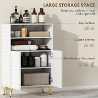 HOMCOM Szafka Łazienkowa, Komoda do Pomieszczeń, Drzwi Soft-Close, 2 Otwarte Regały, MDF, Biała(m-5)