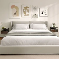 HOMCOM Set de 2 noptiere moderne suspendate cu sertar și poliță din lemn, 35x32x22,5cm, negru lucios(m-6)