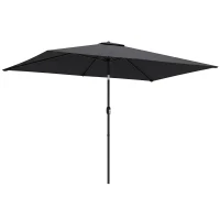 Outsunny Garden Parasol, Parasol Umbrella with Crank Handle, Tilt Function, Polyester Canopy, Black(m-1)