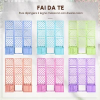 Outsunny Paravento, Schermatura per Giardino Pieghevole con 4 fioriere in Legno Massello, 133 x 62 x 165 cm, Colore Naturale(m-5)