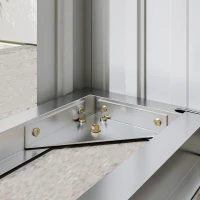 Outsunny Depozit pentru Lemne din Oțel pentru Exterior, Bază Ridicată și Acoperiș Înclinat, 150x66.5x150 cm, Gri Închis(m-9)