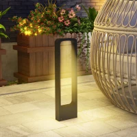 Outsunny Lampes d'extérieur, bornes lumineuse LED blanc chaud, abat-jour en acrylique, cadre en aluminium - noir(m-10)