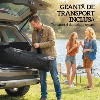 Outsunny Gazebo pliabil 4x4 m cu 4 plase laterale anti-țânțari, acoperiș dublu și saci cu nisip, culoare kaki și maro(m-9)