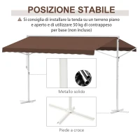 Outsunny Tenda Autoportante, Inclinabile, con Manovella, Struttura in Metallo, Resistente alle Intemperie, 4x3m, Caffè(m-5)