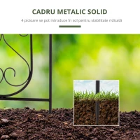 Outsunny Suport vertical pentru plante, pliabil cu 5 ghivece pentru exterior, din metal, 82x12.5x150cm, negru(m-4)