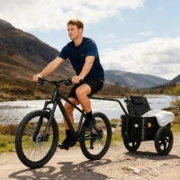 HOMCOM Reboque de Bicicleta com Cobertura de Tecido Oxford Impermeável, Refletores Estrutura de Aço e Alças para Transporte 144x59x80 cm Vermelho e Preto(m-2)