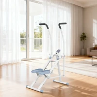 SPORTNOW Stepper pentru scări pliabil climber/stairmaster pentru exerciții acasă pedale reglabile ecran LCD 85x80x142cm alb(m-5)