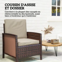 Outsunny Coussins pour chaise fauteuil de jardin coussins d'assise de dossier déhoussables polyester 56x52/56x46cm kaki(m-4)