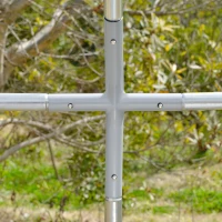 PawHut țarc pentru găini din metal galvanizat cu acoperiș și acoperire anti-UV, 280x380x197 cm, argintiu(m-9)