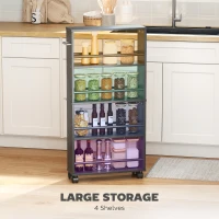 HOMCOM Wielofunkcyjny regał na kółkach, wąska konstrukcja, 4 półki, 45x15x91 cm, czarny(m-4)