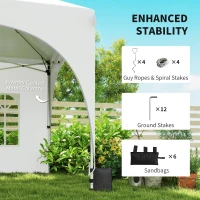 Outsunny 3 x 6m Pop Up Gazebo Shelter with Sides, 6 Sandbags, Peak Top Garden Party Tent Marquee with Carry Bag, Light Grey/White(m-5)