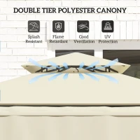 Outsunny Pawilon grillowy 242x232x248 cm wodoodporny, ognioodporny, z podwójnym dachem, beżowy(m-5)