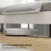 HOMCOM Rama łóżka jednoosobowego z zagłówkiem obitym Teddy-Fleece, metalowa rama łóżka, łatwy montaż, biały(m-8)