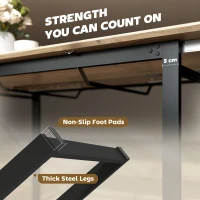 HOMCOM Rozkładany stół jadalny dla 6-8 osób, 140-180 cm, prostokątny stół kuchenny z podstawą ze stali, Drewno naturalne+Czarny(m-8)