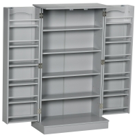 HOMCOM Armario Despensa Cocina con 2 Puertas y 16 Estantes Alacena Moderna con Estantes Ajustables 60x30x104cm Gris