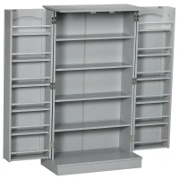 HOMCOM Armario Despensa Cocina con 2 Puertas y 16 Estantes Alacena Moderna con Estantes Ajustables 60x30x104cm Gris(m-1)