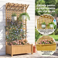 Outsunny Jardinieră de Grădină cu Spalier pentru Plante Cățărătoare din Lemn, 90x45x183 cm, Galben(m-5)