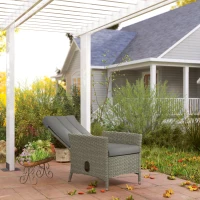 Outsunny 105°-150° Reclining Rattan Chair - Grey(m-8)