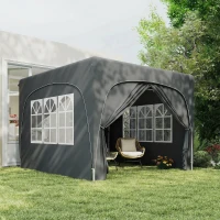 Outsunny 3 x 3m Pop-Up Gazebo Shelter, with Accessories - Dark Grey(m-8)
