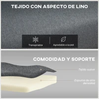 HOMCOM Sofá Cama Individual Plegable con Respaldo Ajustable de 5 Niveles Cojín y Tapizado de Lino Sintético 75x70x75 cm Gris(m-6)
