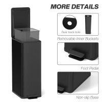 HOMCOM Prullenbak 20L, Softclose Deksel, Geurfiltervak, Vingerafdrukbestendig, Roestvrij Staal, Zwart(m-7)