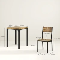 HOMCOM Eetset eettafelset 2 stoelen eetkamergarnituurset zitgroep tafelset(m-3)