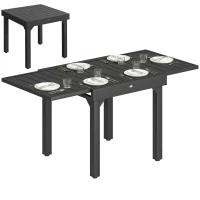 Outsunny Mesa de Comedor Exterior Extensible 80/160 cm para 4-6 Personas Mesa de Jardín Rectangular para Terraza Negro(m-10)
