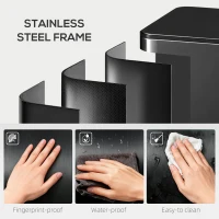 HOMCOM 3 x 15L Pedal Bin, Steel Triple Kitchen Bin with Soft Close Lid, Removable Inner Buckets, Fingerprint-Proof, Black(m-8)