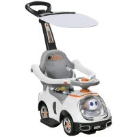 AIYAPLAY 3‑in‑1-Laufwagen für Kinder 12–36 Monate mit Stauraum Roboterdesign mit leuchtenden Augen Musik Weiß(m-1)
