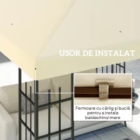 Outsunny Acoperiș pentru Gazebo de Grădină 3x3 m din Material Oxford 600D cu Orificii de Drenaj, Alb Crem(m-5)