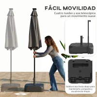 Outsunny Base para Sombrilla con Ruedas Asa Telescópica para Postes Ø38 mm Ø48 mm Rellenable de Arena 72 kg o Agua 45 Litros(m-4)