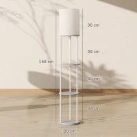HOMCOM Stehlampe mit Ablagen, 3 Farbtemperaturen, Fernbedienung für Wohnzimmer, Schlafzimmer, Büro, Grau(m-3)