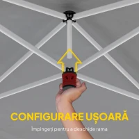 Outsunny Gazebo 3x6 m Pliabil Pop Up cu Înălțime Reglabilă, Gazebo Exterior cu Benzi Reflectorizante, Pereți Laterali, Saci de Nisip, Geantă de Transport, UV50+, pentru Camping, Petreceri, Gri Deschis(m-6)