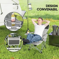 Outsunny Scaun de Camping Pliabil și Rabatabil cu Suport pentru Picioare Detașabil și Tetieră, 82x50/100x88 cm, Negru(m-5)