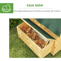 PawHut Gallinero de Madera para Exterior con 2 Nidos Bandeja Extraíble Perchas Techo Impermeable 150x100x96,5 cm Amarillo(m-6)