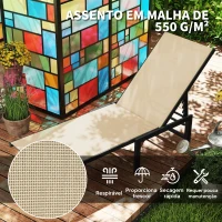 Outsunny Espreguiçadeira Reclinável de Jardim Exterior com Encosto Ajustável em 4 Posições e Estrutura de Aço, 166x60x84 cm, Caqui(m-4)