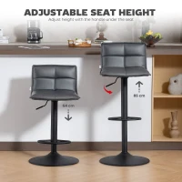 HOMCOM Set of Two Modern Faux Leather Bar Stools - Dark Grey(m-5)