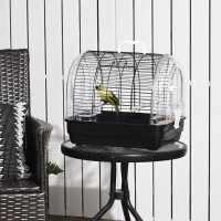 PawHut Cage à oiseaux en fil d'acier avec perchoirs plateau amovible et poignée 42 x 32 x 37 cm noir(m-10)
