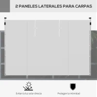 Outsunny 2 Paredes Laterales para Carpa 295x195 cm con Ventana Enrollable y Puerta con Cremallera para Carpa 3x3 m o 3x6 m Blanco(m-5)