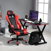 HOMCOM Fauteuil de bureau manager grand confort style baquet Racing pivotant inclinable avec coussins rouge noir(m-10)